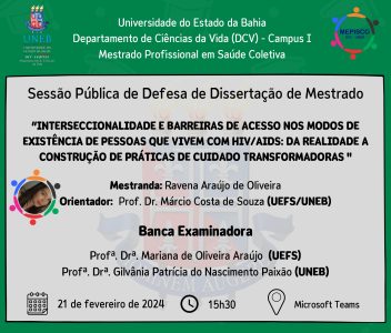 Defesa de Dissertação – Ravena Araújo de Oliveira – Dia 21/02/2024